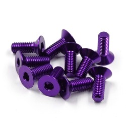 Aluminum 7075 3x8mm Hex Socket Flat Head Screws 10pcs Purple