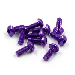 Aluminum 7075 3x8mm Hex Socket Button Head Screws 10pcs Purple