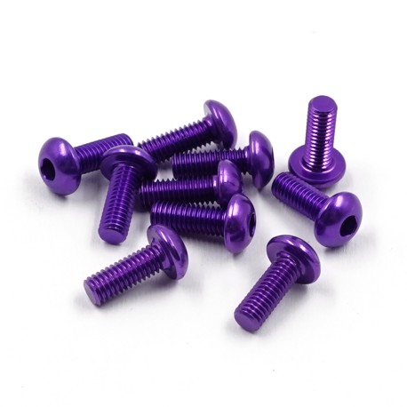 Aluminum 7075 3x8mm Hex Socket Button Head Screws 10pcs Purple