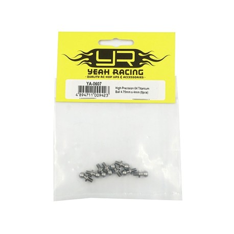 Yeah Racing High Precision 64 Titanium Ball Stud 4.8mm x 4mm 8pcs