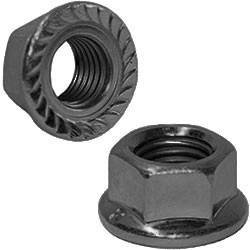 Flanged M4 Serrated wheel nuts Black