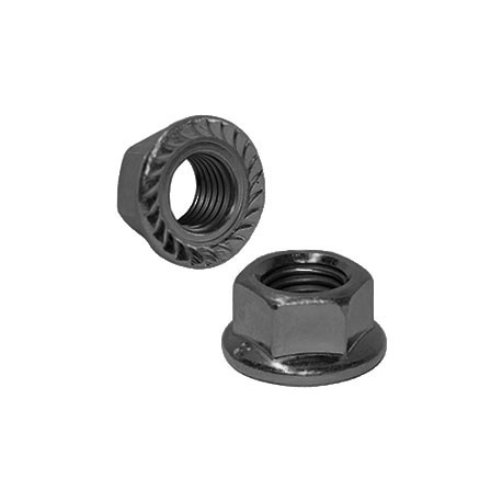 Flanged M4 Serrated wheel nuts Black