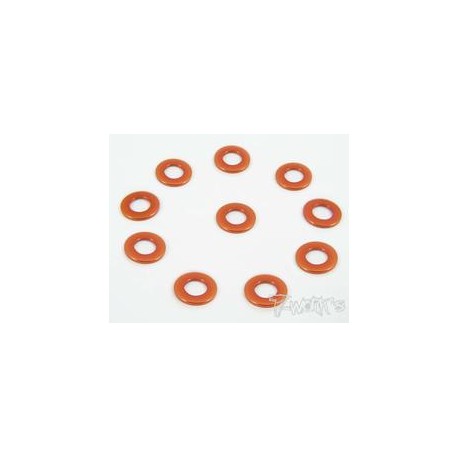 Aluminum 3mm Bore Washer 0.75mm 10pcs Orange