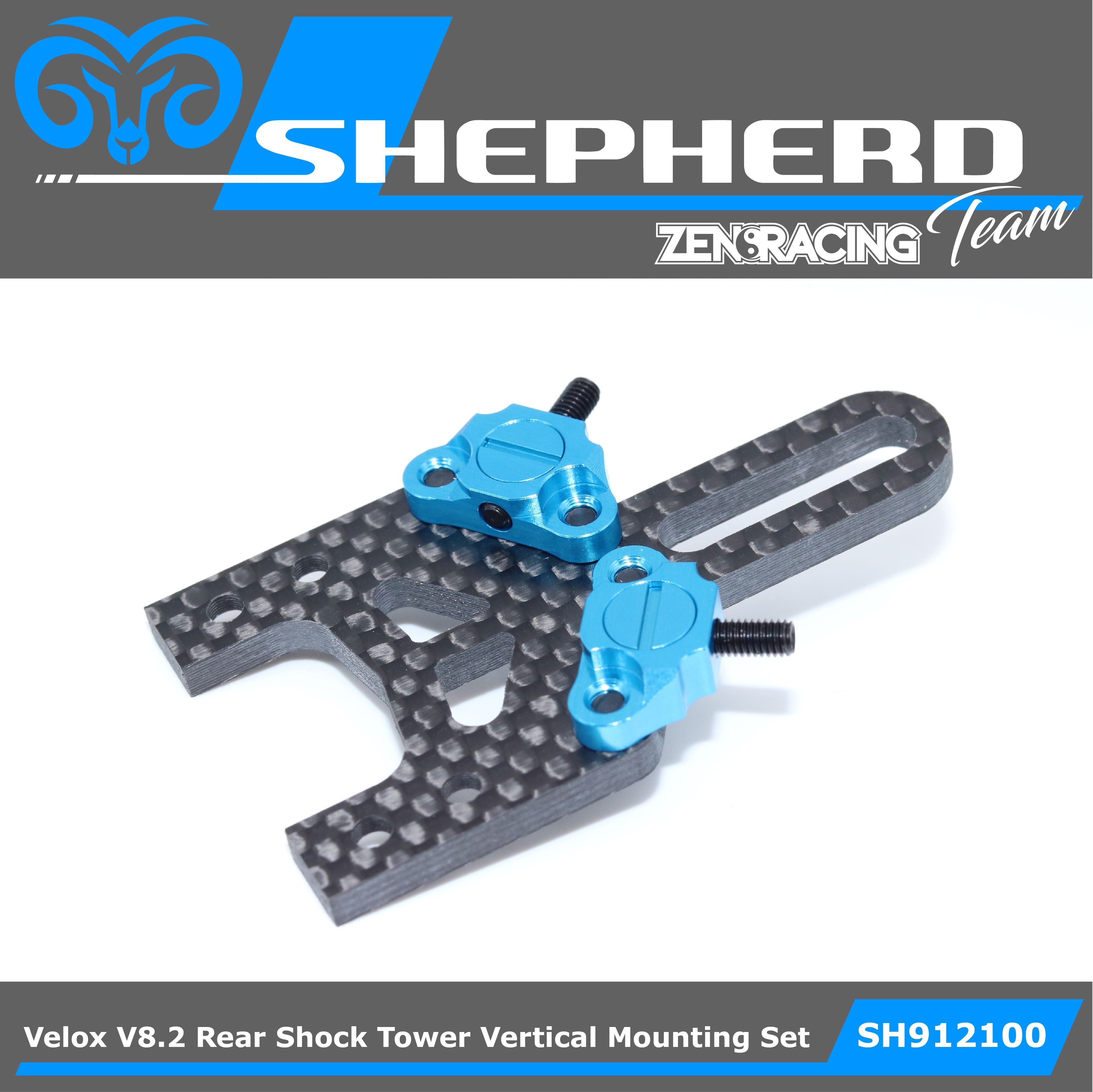 Velox v8.2 Rear Shock Tower Vertical Mounting Set - Zen Racing Velox v8.2 Rear Shock Tower Vertical Mounting Set - Zen Racing